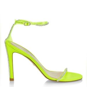 Neon Yellow Stuart Weizman Crystal Heels- NWT